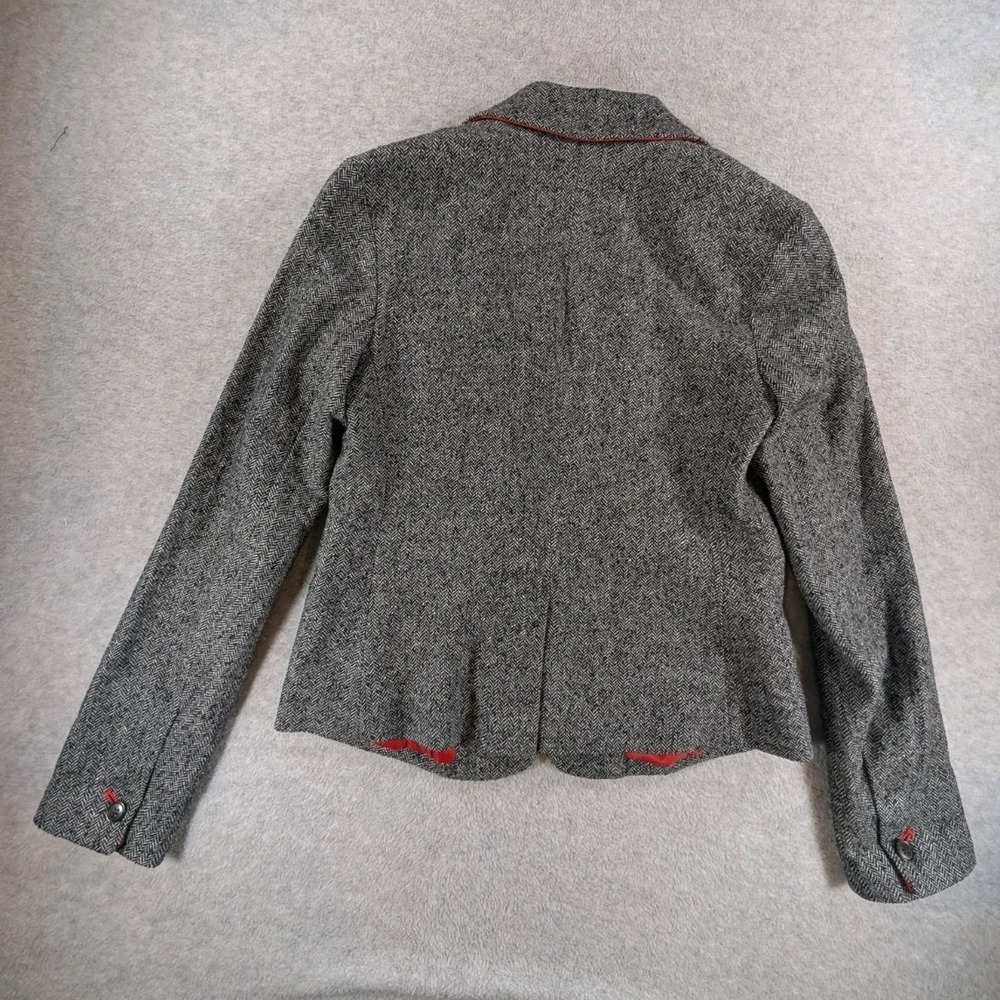 Gap Blazer Womens 0 The Academy Blazer Classic Herringbone Wool Silk Gray - Picture 2 of 8